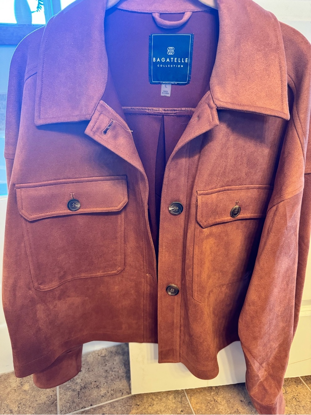 bagatelle Rust Suede Utility Jacket with Flap Pockets